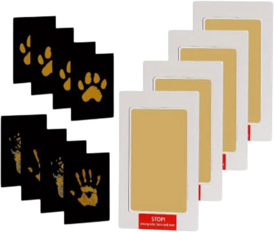 Inktloze poot of neusafdruk printkit – Zwart papier met gouden afdruk -Groot printpad - Herinneringskit Poot of neusafdruk Huisdier – Inktloos, Gouden Afdruk op Zwart - Poot of neusafdruk Hond & Kat van Merkloos