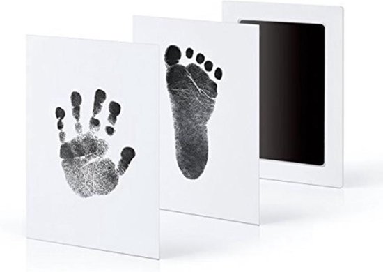 *** Inktpad Baby Hand en of Voet afdruk - Dieren Pootafdruk Inktafdruk voor Huisdieren en Baby's - Kat- / Hondenafdruk - Incl. 2 Witte Kaartjes - Zwart van Heble® ***