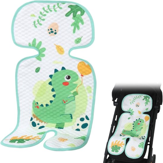 Inlegkussen Buggy - Inlegkussen Kinderwagen - Ademende - Wasbare zitkussens - kinderwagenmat - Multifunctioneel koelkussen voor baby's - Koelmatje voor kinderwagen - Geschikt voor kinderwagens en buggy's - Groen