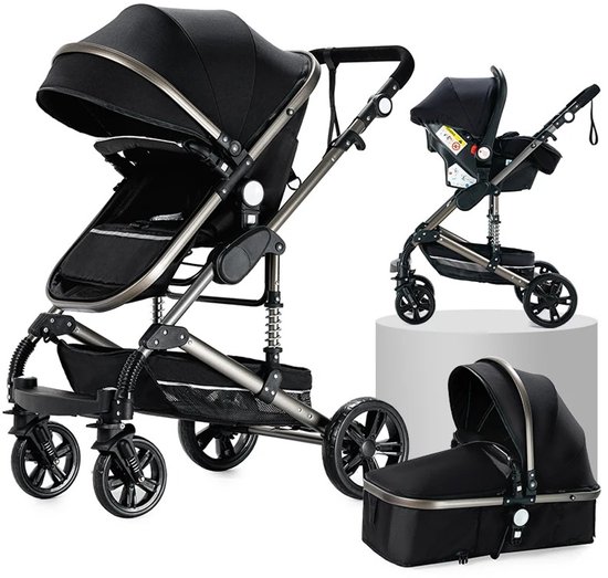Innovastore Kinderwagen - Wandelwagen - Kinderwagen 3-1 - Kinderwagencombo's - Autostoeltje - Maxi-Cosi - 3-in-1 - Zwart van Merkloos