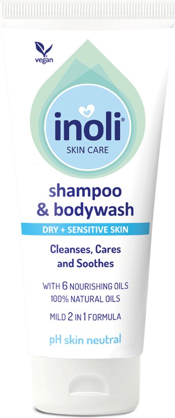 Inoli Skincare - Shampoo & Douchegel voor Droge en Gevoelige Huid - Babybenodigdheden - 200ml van Inoli