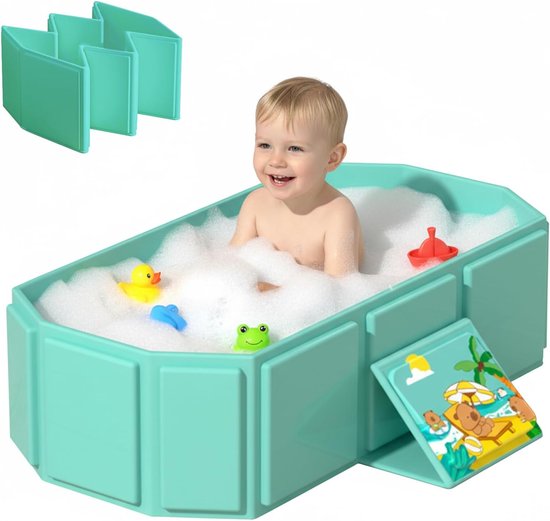 Inovra - Grote Opvouwbare Babybad Met Afvoerschroef - Multifunctioneel en Groen