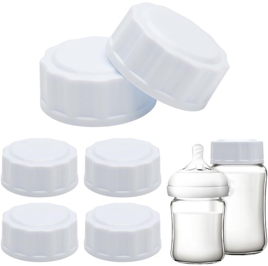 Inovra Plus - Babyflessensluitingen 6 stuks, reisflessendoppen voor brede hals babyflessen - wit met Avent deksel – vervangende doppen