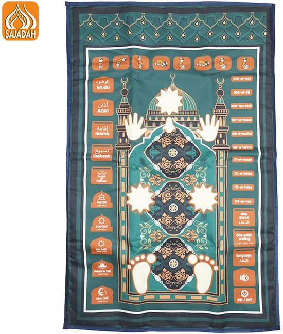 Interactief Gebedskleed Kinderen – Elektronische Gebedsmat – Leren Bidden – Islamitisch Speelgoed – Educatief – Met Kinderstem – 5 Gebeden – Aanraakgevoelig – Ramadan & Eid Cadeau van Peerzy