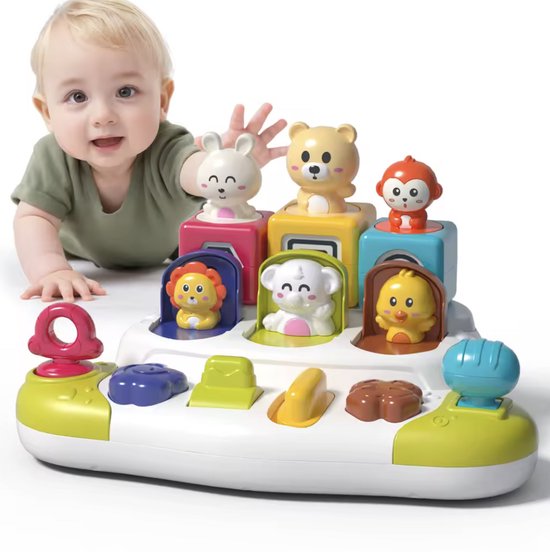 Interactief Pop-Up Dieren Speelgoed - Educatief Montessori Baby & Peuter Speelgoed - Ontwikkeling Fijne Motoriek - Vanaf 12 Maanden