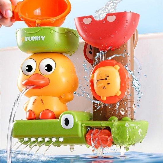 Interactief waterspeelgoed | Met een waterrad en een gieter, met drie zuignappen voor extra stabiliteit. Badspeelgoed geschikt voor baby's van één jaar en ouder van Merkloos