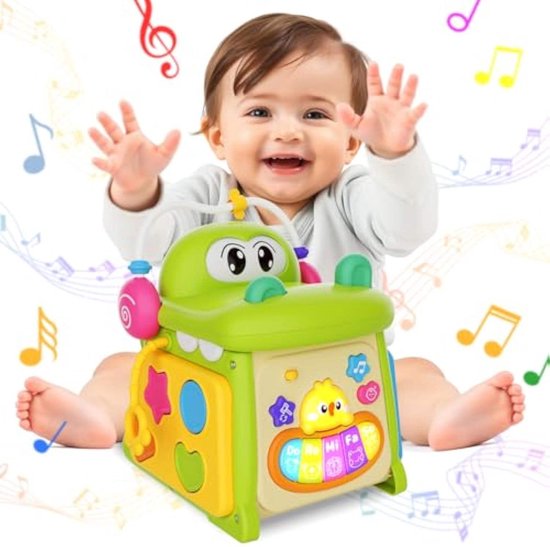 Interactieve Activiteitenkubus Krokodil – Leerzaam Babyspeelgoed – Muziek, Vormen & Spelletjes – Perfect Cadeau voor Baby’s