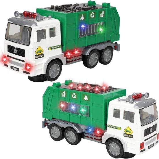 Interactieve Afvalwagen Speelgoed - Licht en Geluid Vuilniswagen met 4D Verlichting - Beweegbare Stuurzuil en Realistische Geluiden - Educatief Rijden en Leren Speelgoed voor Kinderen 1-3-5 Jaar - Ideaal Cadeau voor Jongens en Meisjes van Merkloos