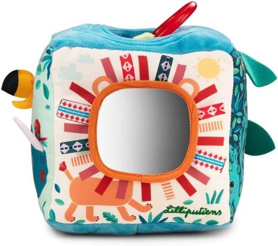 Interactieve Geluidscube met Dieren, Spiegel en Texturen voor Baby's vanaf 9 Maanden van Merkloos