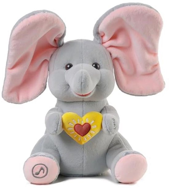 Interactieve Olifant Knuffeldier met Kiekeboe Functie - Elektrisch Pluche Speelgoed voor Baby's en Kinderen van Merkloos