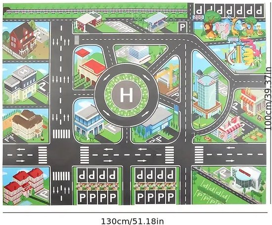 Interactieve Stad Verkeers Speelmat voor Jongeren - Duurzaam Synthetisch Non-Woven Stof met Wegkaart - Educatief Speelgoed Auto Spel Tapijt - Waterbestendig & Vochtbestendig van Merkloos