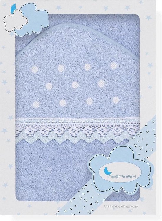 Interbaby Badcape Stippen Junior 100 Cm Katoen Blauw van Interbaby