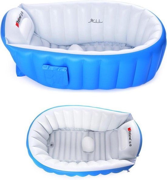 Intime Plastic - Baby bad - Baby badje - Kinderbad - Peuterbad - Zitbad - Baby spa - Opblaasbaar - Opvouwbaar - Anti slip - Blauw | van Intime