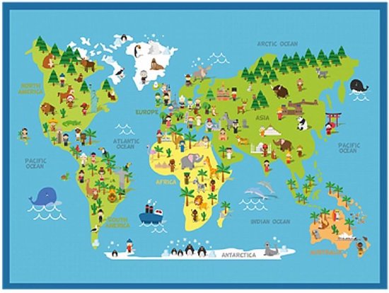 Intrada Speelkleed Wereldkaart 90x120 cm Polyamide van Intrada