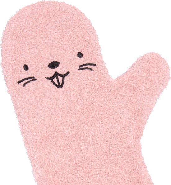 Invented 4 Kids - Douche Washandje - Washandjes - Roze Bever van Invented 4 Kids