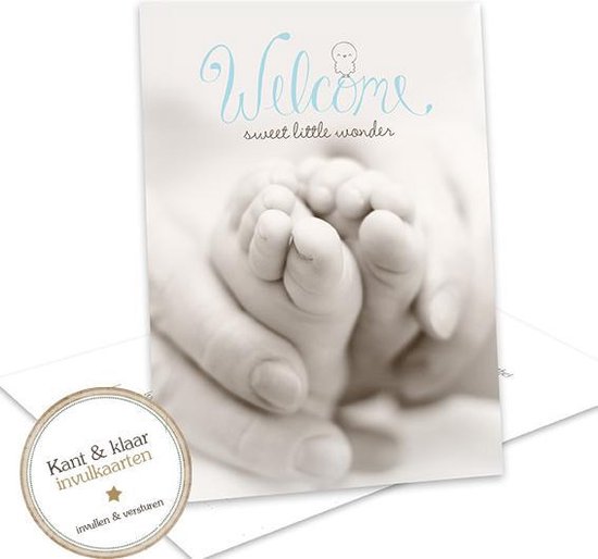 Invul geboortekaarten FS297 BLUE - Set van 8 - Kant en klaar - Geboortekaartjes - Jongen/zoon - invulkaart - Babykaart -- invulkaarten - Geboortekaart - FS297 BLUE van BABY-GREETS