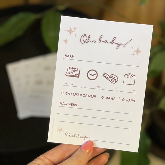 Invulkaarten babyshower & baby reveal Party | 1 set a 10 stuks | Oh baby | Gepersonaliseerde invulkaarten | jongen - meisje - neutraal - wenskaarten van Generico Kids