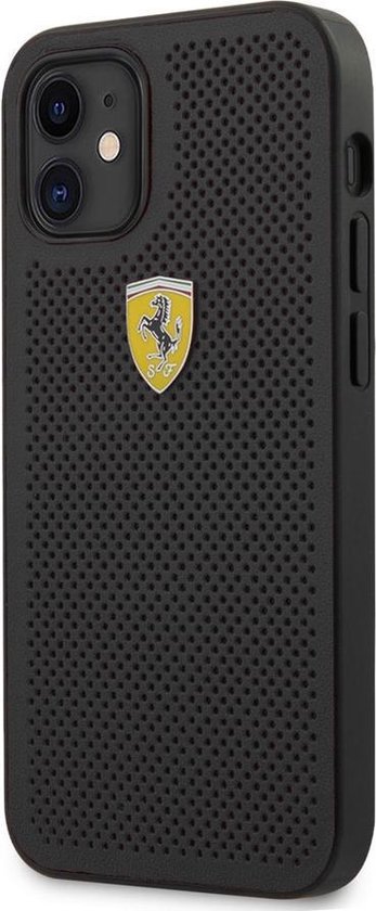 iPhone 12 Mini Backcase hoesje - Ferrari - Effen Zwart - Kunstleer van Ferrari