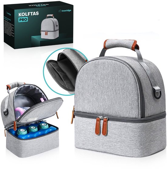 Ironridge® Kolftas - Koeltas Kolf - Borstvoeding - Borstkolf - Onderweg - Koeltas Moedermelk - Bewaartas Babyvoeding - Thermotas voor Babyflesjes - Grijs van Merkloos