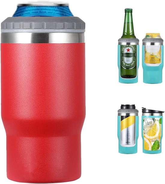 Isolatiehouder voor 14oz Blikjes - Dubbelwandig RVS Koeler met Twee Dekselopties