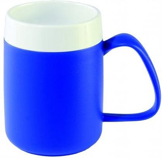 Isolerende beker met ergonomisch handvat 320 ml - blauw van HEMA