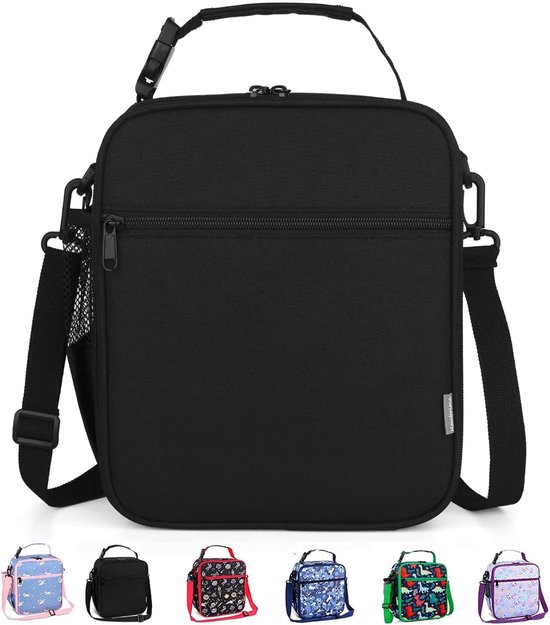 Isolerende Lunchtas - Voedseltas Koeltas - Lunch Meenemen - Verstelbare Schouderband - 6.8 Liter Capaciteit - Zwart