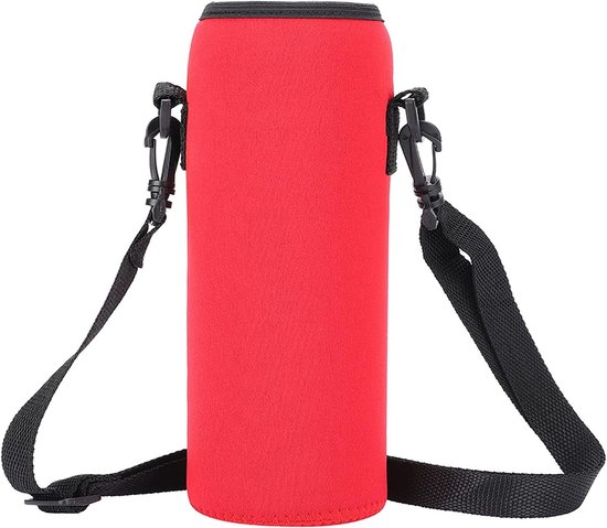 Isolerende Neopreen Fleshoes voor 1000ml Waterfles met Draagriem en Pouch - Blauw, Ideaal voor Outdoor Activiteiten, Sport en Reizen