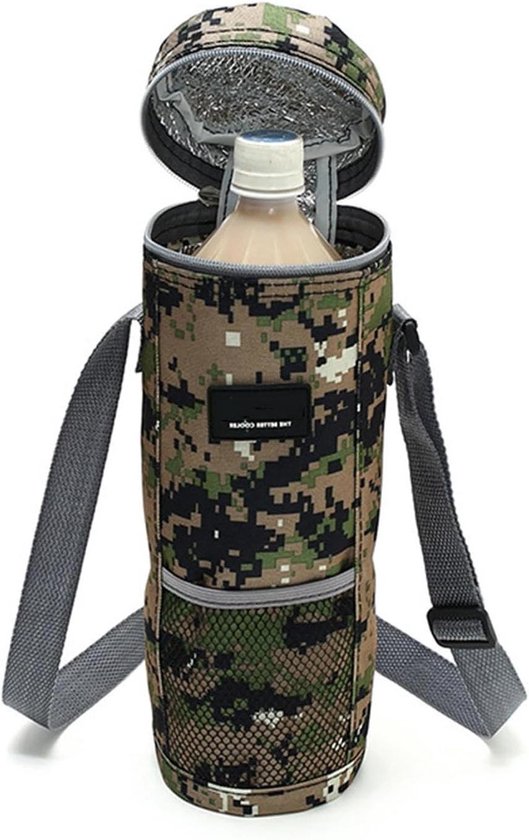 Isolerende Wijntas - Draagbare Fleskoeler - Buitenactiviteiten Genieten - Waterafstotend Materiaal - 2 Liter Capaciteit - Camo