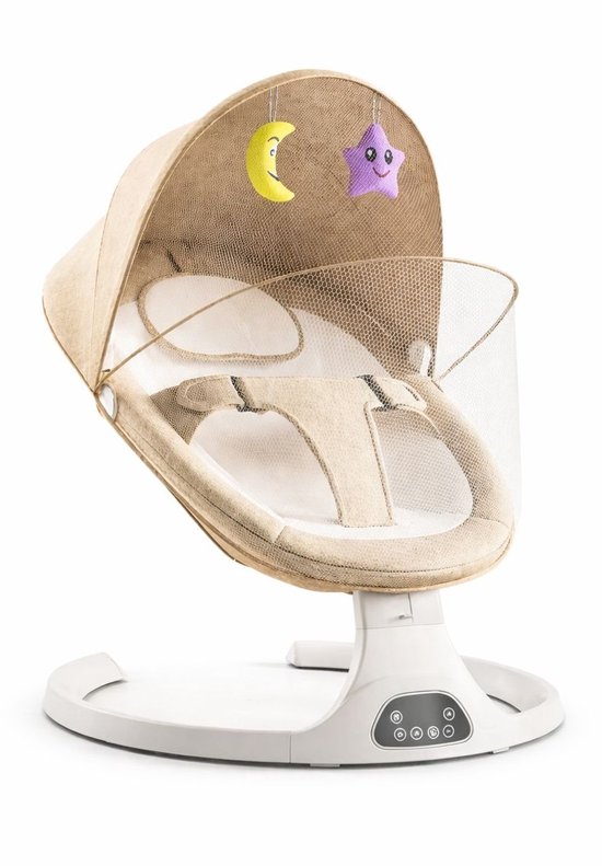 ITRONIQ Baby Wipstoel Elektrisch - Babyschommel met Afstandsbediening - Bluetooth Muziek - Inklapbaar - 9 KG - Beige van Merkloos