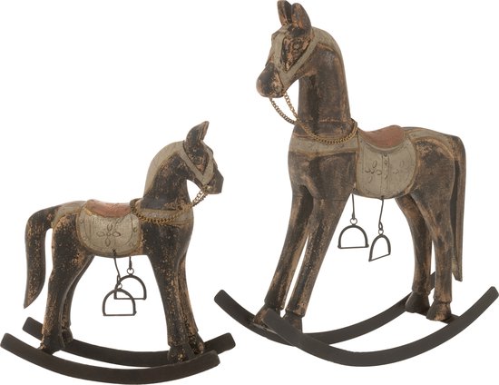 J-Line decoratie Schommelpaard - hout/metaal - mix - large