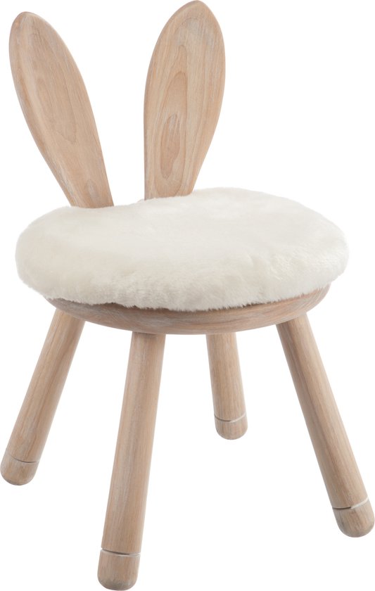 J-line - Stoel Oor Konijn Hout Naturel - 36x36x56cm van J-Line