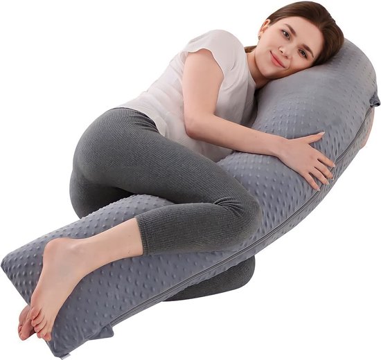 J-Vorm Zwangerschapskussen – Zijslaapkussen volwassenen – Voedingskussen Zwangerschapskussens – Body Pillow - 163x63cm van Niimo