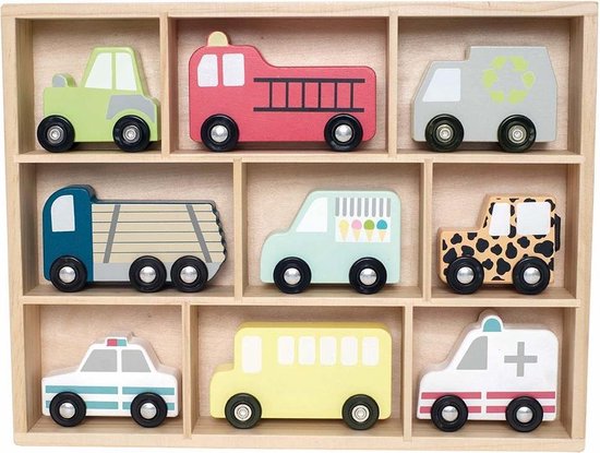 Jabadabado speelgoed auto's Multi colour - Houten speelgoed - Houten speelgoed auto's van JaBaDaBaDo