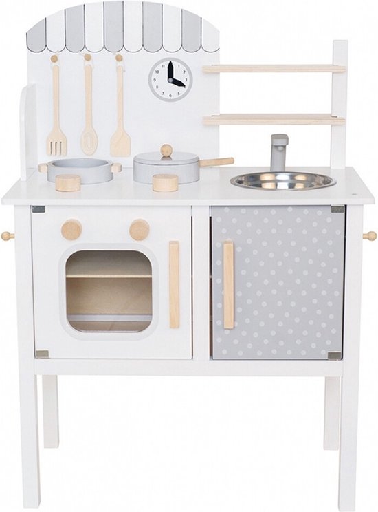 Jabadabado speelgoed houten keuken met accessoires Wit van JaBaDaBaDo