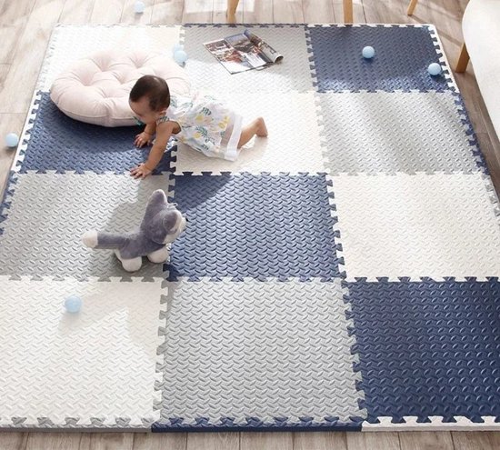 Jake Boss Life Tools - Speelmat Baby - Speelmat Foam - Speelmat Foam opvouwbaar - 120 x 120 CM - 3 Kleuren Tegels van Jake Boss Life Tools
