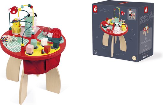 Janod Baby Forest - Houten Activiteitentafel - Met 4 Verschillende Speelgebieden - Geschikt Vanaf 12 Maanden van Janod