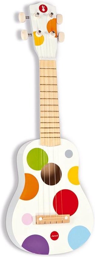 Janod Confetti - Houten Ukelele - Voor Kleine Muzikanten! - Met 4 Nylon Snaren En Een Kleurrijk Ontwerp - Geschikt Vanaf 3 Jaar van Janod