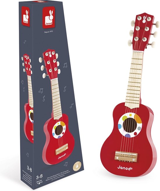 Janod Confetti - Mijn Eerste Gitaar - Voor Kleine Muzikanten! - Met 6 Snaren Om Je Eigen Melodieën Te Spelen - Geschikt Vanaf 3 Jaar van Janod