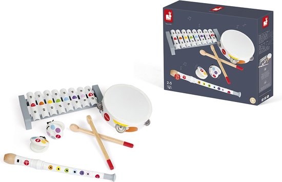 Janod Confetti - Muziekinstrumenten Set - Voor Kleine Muzikanten! - Set Van 4 Houten Instrumenten - Geschikt Vanaf 2 Jaar van Janod