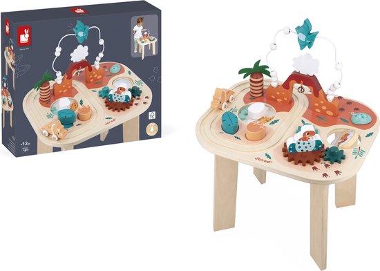 Janod Dino - Activiteitentafel - Een Tafel Vol Activiteiten In Het Hart Van De Jurassic Periode! - 8 Verschillende Activiteiten Om De Nieuwsgierigheid, Motoriek En Concentratie Te Helpen Ontwikkelen - Geschikt Vanaf 1 Jaar van Janod