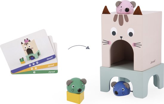 Janod - Educatief Spel - Je Oriëntatie Vinden In Een Ruimte - Educatief En Schattig Kat-En-Muisspel - Helpt Het Ruimtelijk Inzicht Te Bevorderen Terwijl Je Plezier Hebt - Geschikt Vanaf 3 Jaar van Janod