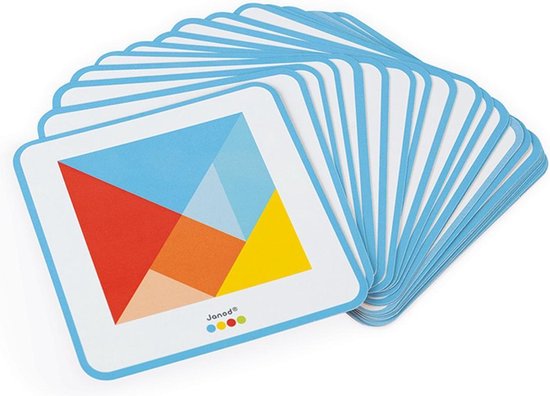 Janod Essentiel - Tangram - Educatief Spel Om Vormen En Kleuren Te Ontdekken - Bevat Veel Figuren Om Na Te Maken - De Tangram Heeft 2 Moeilijkheidsniveaus - Geschikt Vanaf 2 Jaar van Janod