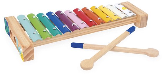 Janod Gioia - Houten Xylofoon - Muziekinstrument - Bevat 12 Tonen - Met 2 Stokjes Die Gemakkelijk Op Te Bergen Zijn - Ideaal Voor Het Ontwaken Van Het Ritmegevoel Bij De Allerkleinsten! - Geschikt Vanaf 18 Maanden van Janod