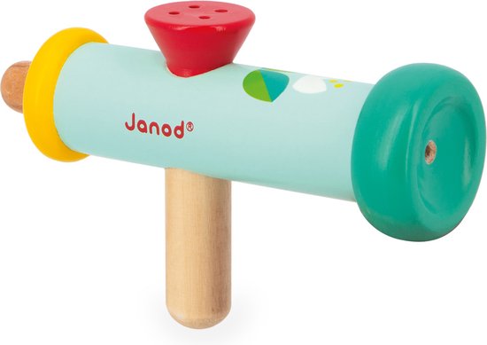 Janod Gioia - Trompet - Houten Trompet Geschikt Voor De Kleinsten Dankzij Het Handvat Voor Een Goede Grip - Het Eerste Muzikale Blaasinstrument Om De Zintuigen Te Prikkelen En Kennis Te Maken Met Muziek - Geschikt Vanaf 18 Maanden van Janod