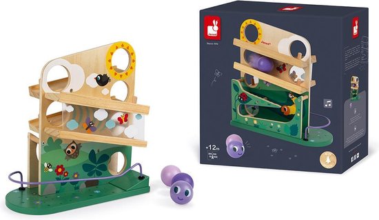 Janod - Houten ballenbaan met bel - Rups van Merkloos