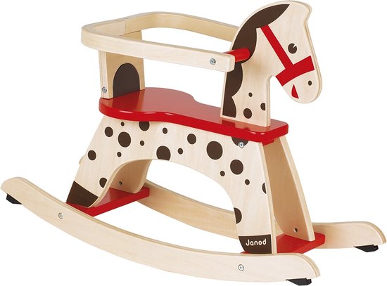 Janod - Houten Hobbelpaard Caramel - Afneembare Veiligheidsbeugel En Anti-Kantelsysteem - De Zithoogte Is 30 Cm - Geschikt vanaf 1 Jaar van Janod