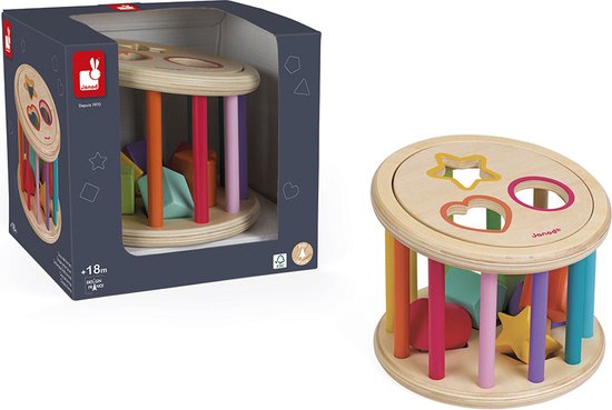 Janod I Wood - Vormen Quiz - Houten Vormenstoof Met 6 Blokken - Met Magnetische Deksel - Geschikt Vanaf 1,5 Jaar van Janod