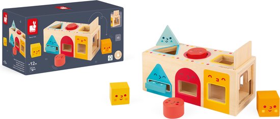 Janod Ik Leer - Houten Vormenstoof - Perfecte Manier Om Te Beginnen Met Kleuren En Geometrische Vormen Leren - De Doos Bevat 6 Kleurrijke Stukken En Een Schuifluik - Geschikt Vanaf 1 Jaar van Janod