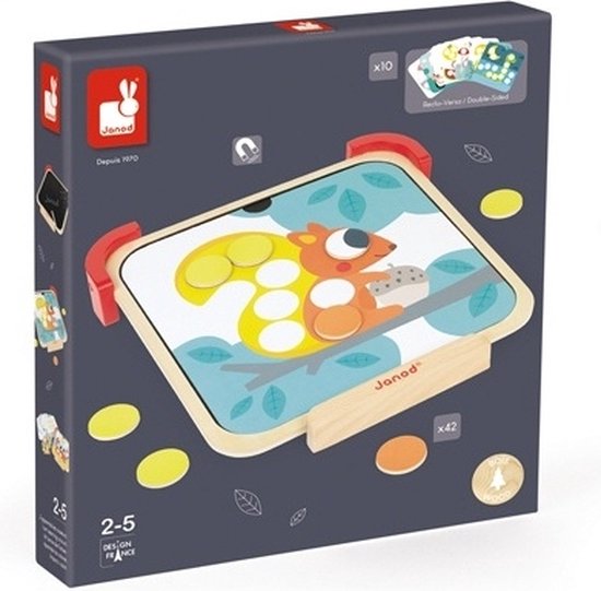 Janod Ik Leer - Kleuren Magneetbord - Magnetische Zijde En Krijtbordzijde Op De Achterkant - Met Modelkaarten En 42 Gekleurde Stippen - Om Kleuren Te Leren En Plezier Te Hebben! - Geschikt Vanaf 2 Jaar van Janod