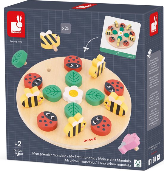 Janod - Mijn Eerste Mandala - De Tuin - Maak De Bijgeleverde Voorbeelden Na Of Creëer Een Eigen Mooie Tuin! - Geschikt Vanaf 2 Jaar van Janod